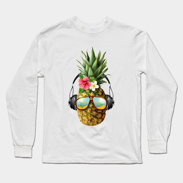 Funny Pineapple Long Sleeve T-Shirt by Mako Design 